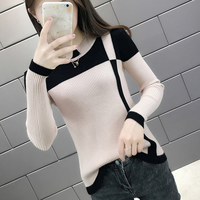 Spring bottoming shirt for women 2024 new sweater with slim low round neck sweater and pullover autumn and winter top