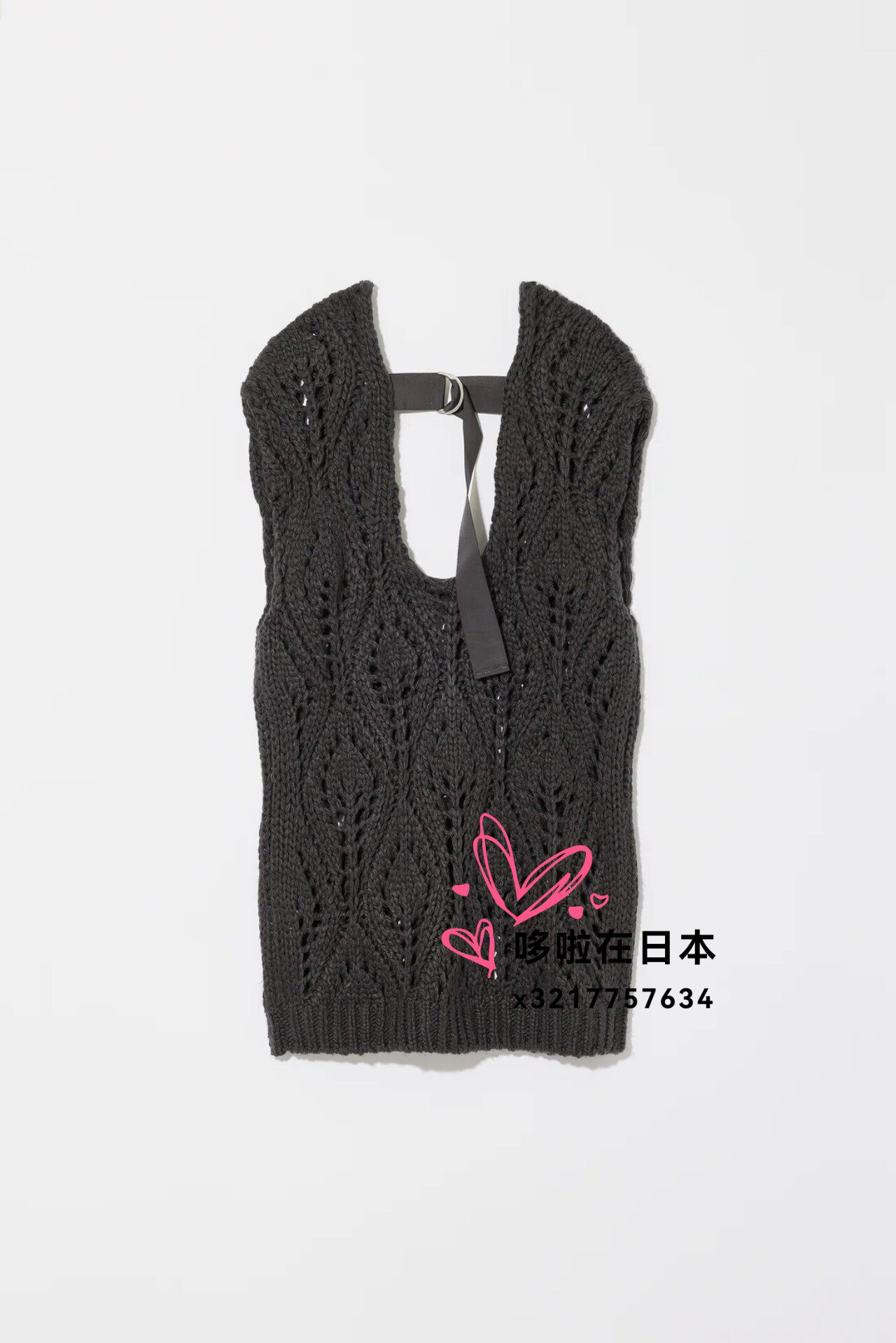 日本代购拼邮包税eaphi 马夹U NECK LEAF PATTERN KNIT VEST：秋日时尚