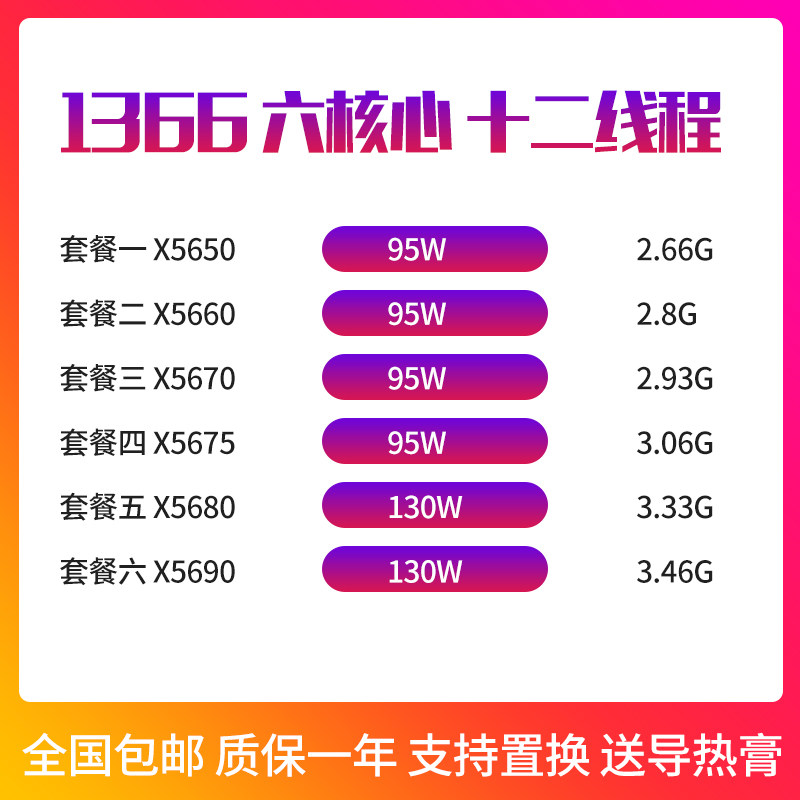 Xeon X5650 X5660 X5670 X5675 X5680 X5690 CPU 1366 pins