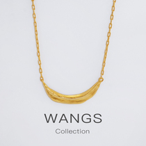 WANGS custom smile Crescent lock bone necklace 925 silver plated 18K real gold matte retro moon Fedoma