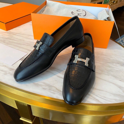 Black - Crocodile PatternOriginal factory H buckle Flat bottom Retro Britain Women's Shoes h Carrefour shoes genuine leather Single shoes Versatile Casual shoes tassels Small leather shoes