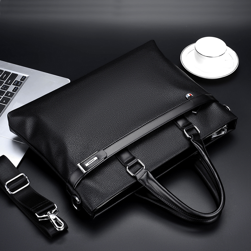 Large-Capacity Business Handbag, Men's Briefcase, Soft Leather Men's Bag, A4 Shoulder Bag, Crossbody Computer Bag, Trendy and Cool Bag
