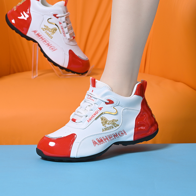 Year of the Horse Limited Edition 2026 New Model: Get Rich Instantly Leather Surface with Fleece Lining, Versatile Soft Sole, Shock Absorbing Casual Dad Shoes for Women