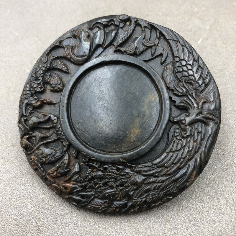 Ancient Play Miscellaneous Ink Stone Inkstone Ink stationery Wenfang Four Baolong Fengshan Ink Stone-stone Home Process Pendulum Decoration