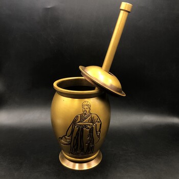 Copper medicine jar ornaments, chinese herbal medicine equipment, garlic pounder, large home crafts, copperware, roller tools