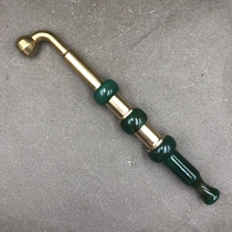 Tobacco bag pot smoking set large-leaf broken tobacco pipe copper relief agate cigarette holder Chinese micro-medium size handmade for the elderly