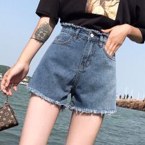 Up and down raw denim shorts womens summer thin section 2021 new loose thin wide legs high waist a word hot pants