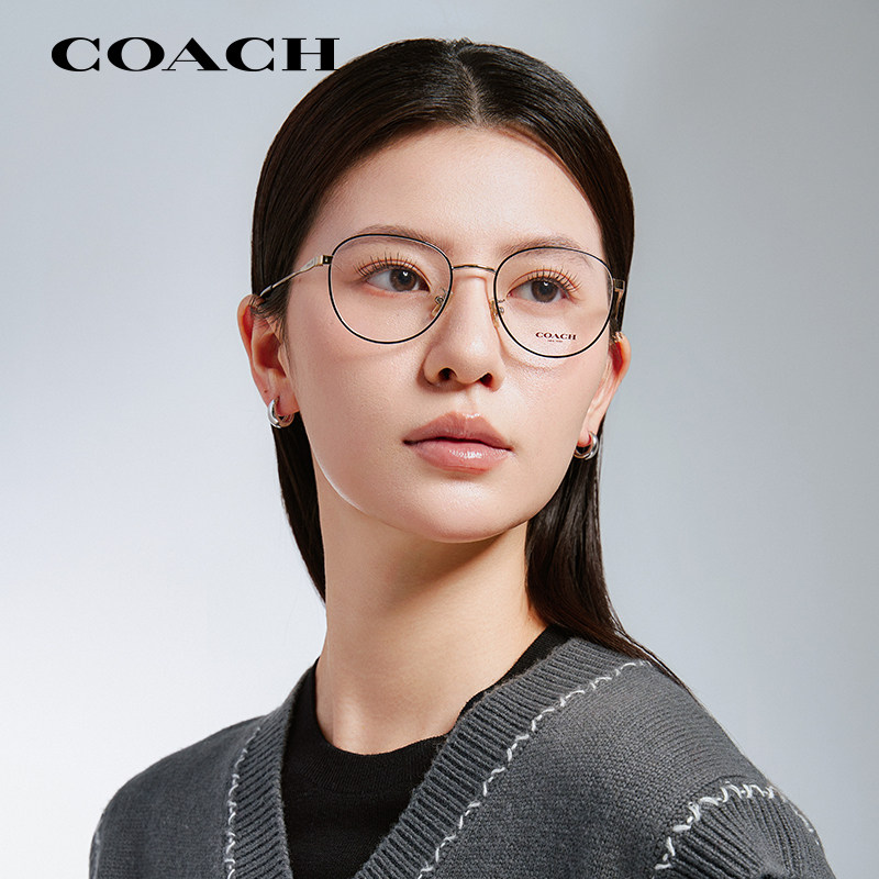 COACH蔻驰近视眼镜框时尚优雅圆框金属镜架可配度数镜片OHC5115D