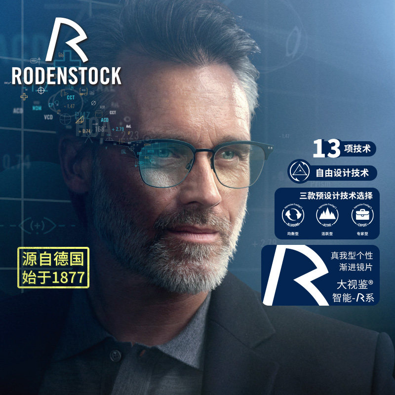 罗敦司得R系渐进多焦点离焦镜片嘉利特晶盾抗疲劳防蓝光近视眼镜