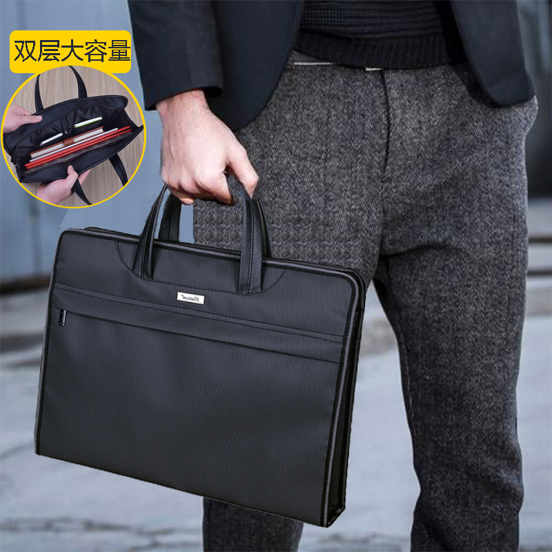 Bailiwen 0062 black document bag men's business official bag document bag custom female document bag Large capacity waterproof briefcase Canvas information bag Conference information bag handbag office bag