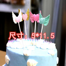 Cake decoration insert row angel wings shiny pink love plug-in birthday wedding dessert 20