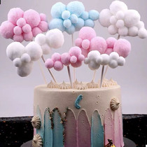 Three-dimensional cloud cake decoration flag small round ball hair ball small cloud dessert table decoration plug-in 10