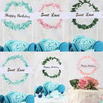 Cake plug-in forest green leaves garland happy birthday dessert table decoration flag 20