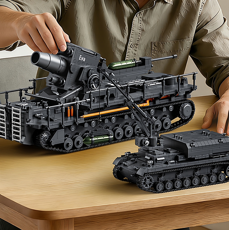 Suitable for Lego 12Go Karl Howitzer Building Block Model, Gustav Super Cannon, Tank Train Cannon, Giant High-Difficulty Model