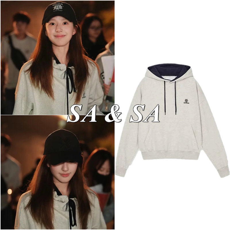 Zhao Lusi's Same Style Gray Top 2026 Autumn and Winter New Letter Embroidery Loose Lazy Style Hooded Sweatshirt for Women Zhao Lusi's Same Style Gray Top 2026 Autumn and Winter New Letter Embroidery Loose Lazy Style Hooded Sweatshirt for Women