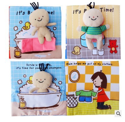 JJOVCE baby early education puzzle cloth book 0-1-3 years old children enlightenment toilet bath book sound paper can not be torn