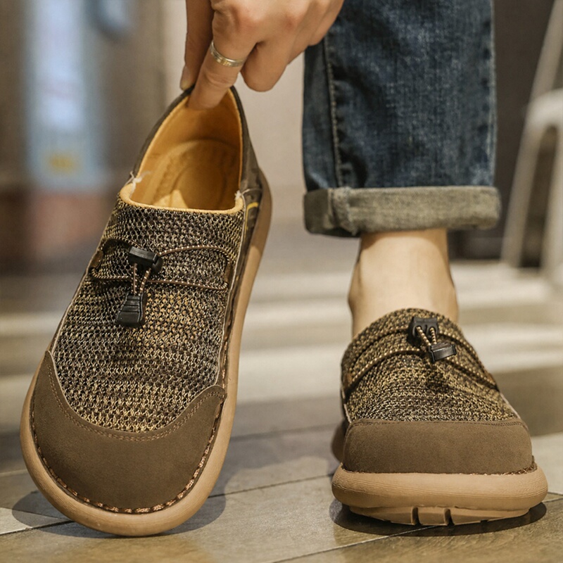 Wide-Toe Driver Training Shoes for Men, Summer Breathable Soft-Soled Men's Casual Mesh Shoes, Men's Thick-Soled Shoes