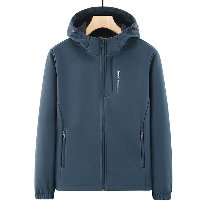 Jeep Soft Shell Jacket Men's Winter Fleece-Lined Windproof and Waterproof Jacket Autumn and Winter Stretch Jacket Men's Top