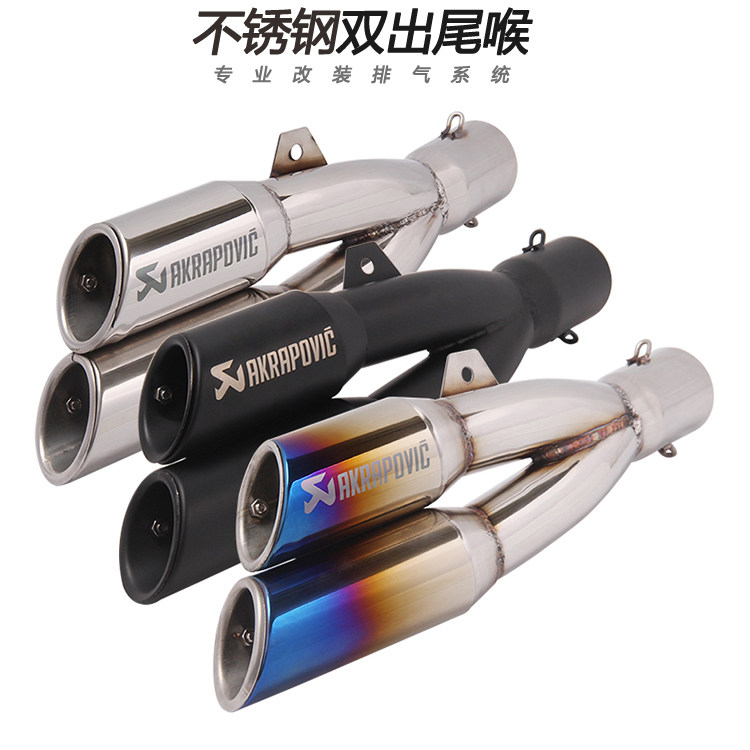 Moto Sports Car Universal Retrofit Thunder double out silencer Kawasaki Ninja 350 Yellow Dragon 600 Scorpion exhaust pipe-Taobao