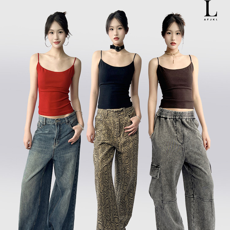 Large U-Shaped Camisole with Built-In Cups for Women, Skin-Friendly, Simple, Versatile, Fashionable, Beautiful Back, Slimming