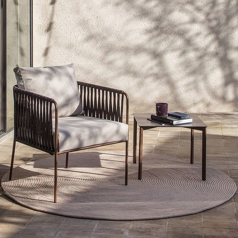 Outdoor Dining Table And Chairs Combination Nordic Waterproof Villa Patio Open-air Balcony Sofa Single Casual Little Table And Chairs