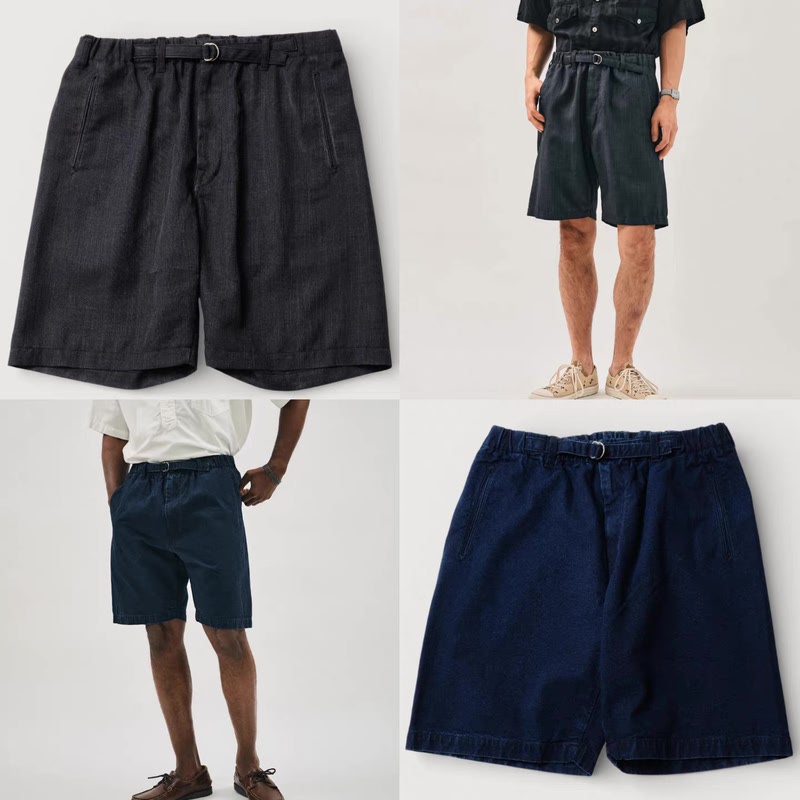 New Post O'Alls Japanese Retro Men's Post Coach Shorts Elastic Waist Casual Shorts