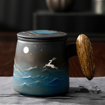 Bodhi sterling silver tea cup with lid filter tea cup office Cup mug custom household ceramic water Cup