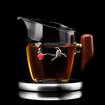 Silver-inlaid glass Road Cup transparent heat-resistant high temperature tea divider kung fu tea set public Cup constant temperature treasure tea leak set