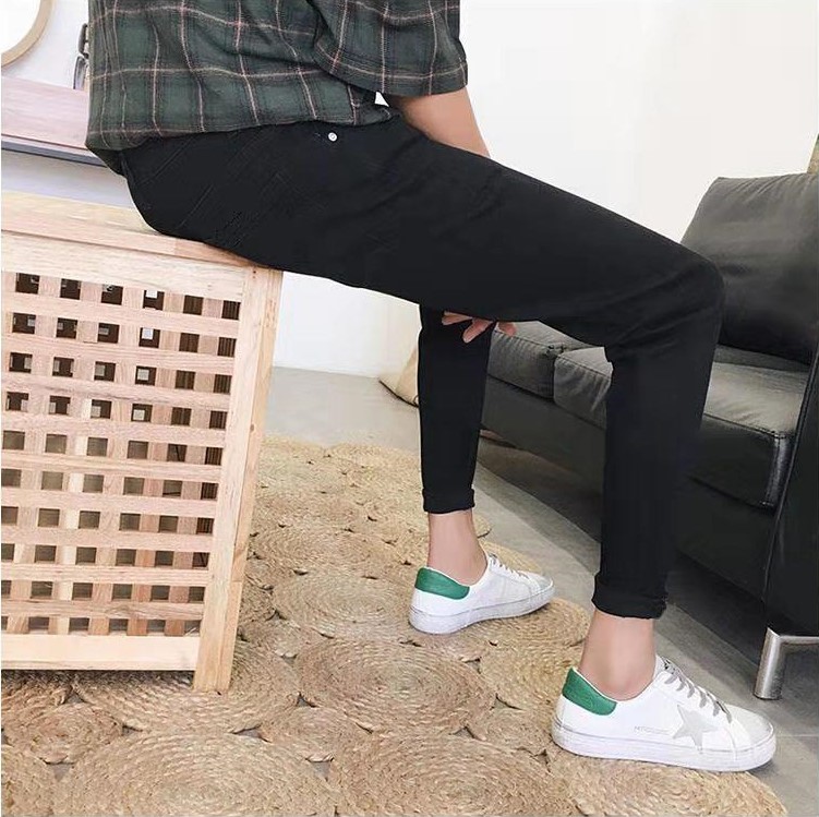 Autumn black boys' pants Korean version trend nine-point jeans men's 2020 new slim small feet all-match trousers