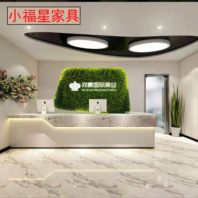 Company Atmosphere Baking Lacquer Front Desk Reception Brief Fashion Beauty Salon Collection Silver Counter Hairdresse Shop Chain Custom Bar
