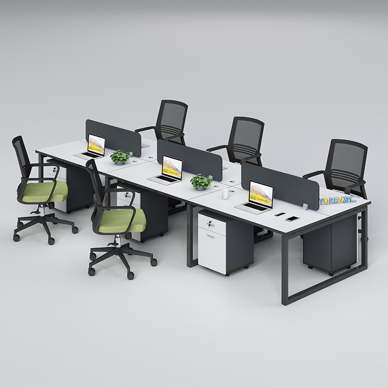 Staff desk minimalist modern office table and chairs combination 6-4 4 people position screen partition 6 staff station-Taobao