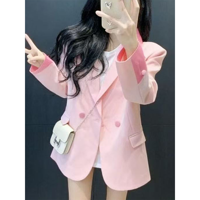 Pink Blazer for Women 2025 Autumn New Style Socialite Design Niche Trendy Petite Fashion Suit Jacket
