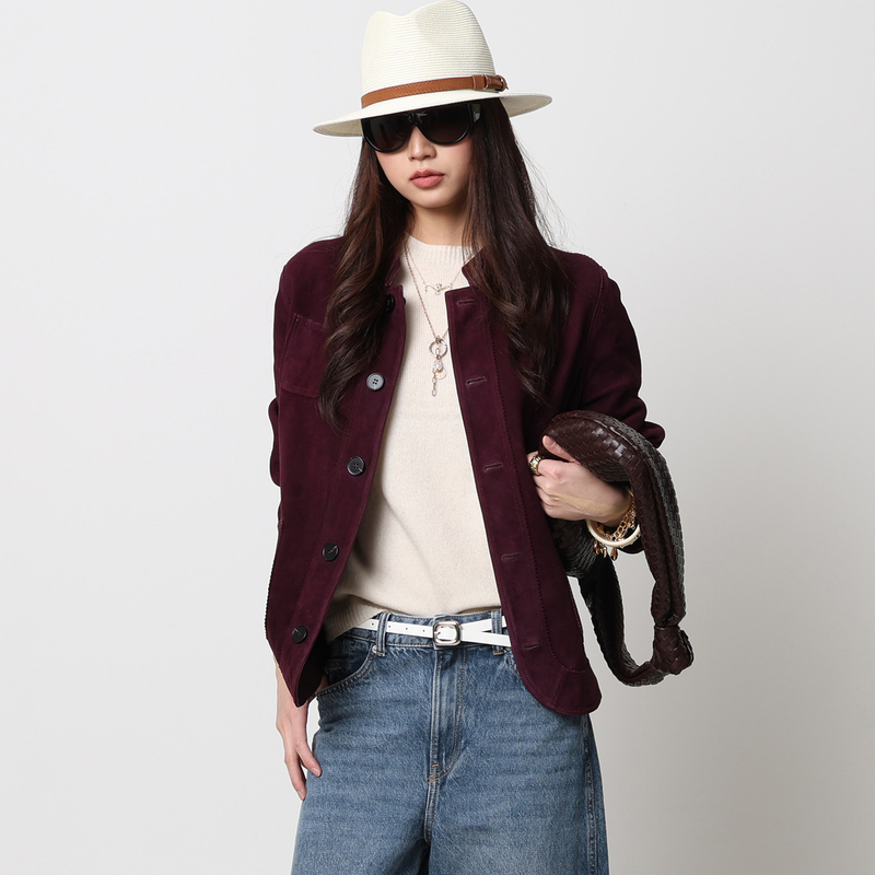 Jiuxi 2026 Early Spring New Vintage Double-Sided Reversible Stand Collar Leather Jacket Sheepskin Suede Coat