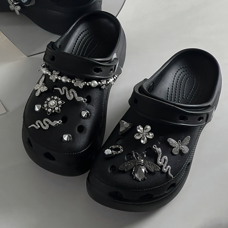 Metal Punk Style Accessories for Crocs Clogs, Shoe Charms, Crocs Decorative Shoe Flowers, High-End Buckle for Women