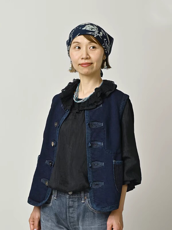 Japanese Style 26 New Digital Indigo Eight-Character Knot Vest Jacket for Women Japanese Style 26 New Digital Indigo Eight-Character Knot Vest Jacket for Women