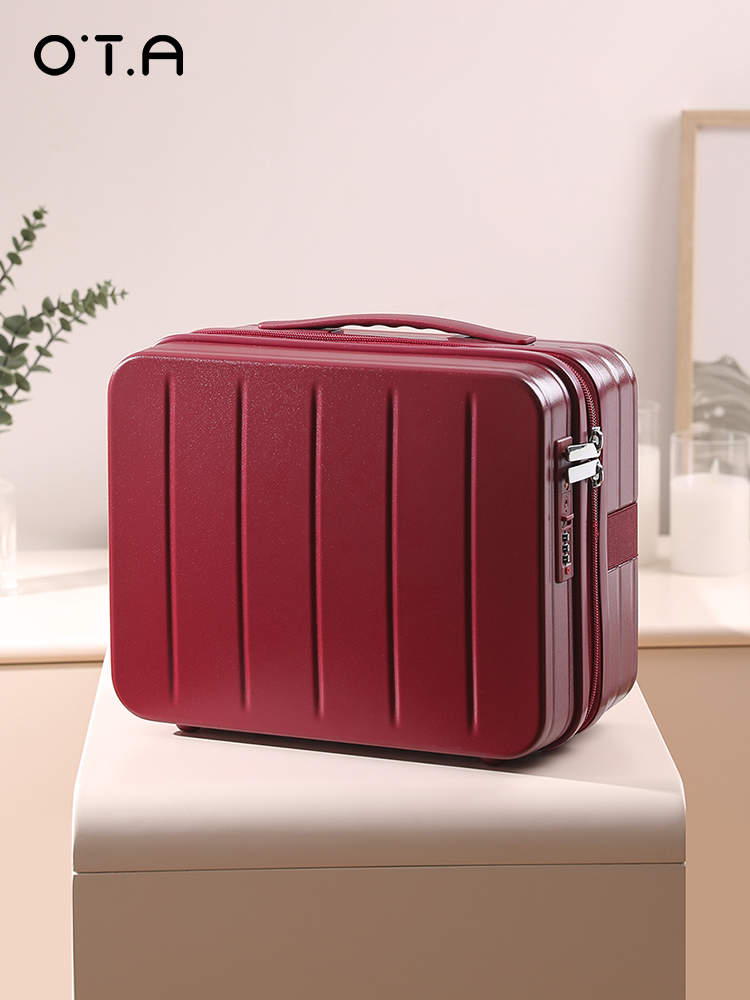 OTA vali xách tay nhỏ bổ sung túi đựng mỹ phẩm 14 inch của phụ nữ hộp quà lưu niệm đám cưới màu đỏ tía và hộp đựng đám cưới sunny vali 
