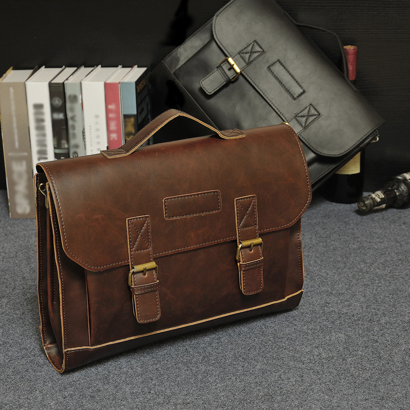 2020 Young Men's Bag Business Bag Crazy Mapleather Handbag Styled Briefcase Briefcase Men Multifunction Single Shoulder Bag