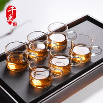  Thickened high borosilicate heat-resistant glass small teacup Water cup with handle cup Coffee cup Cup Kung fu tea cup