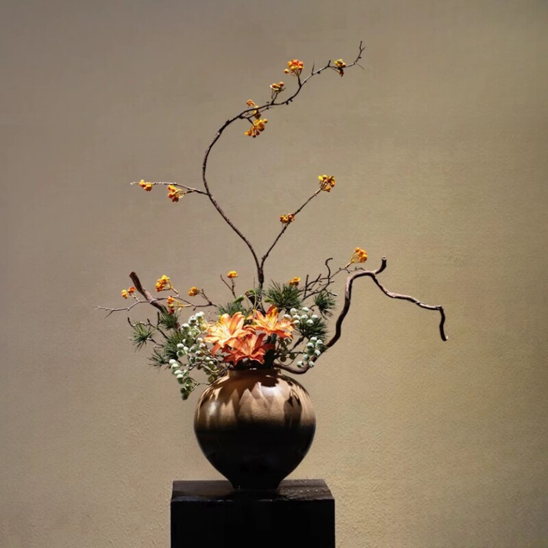 Zen-Inspired New Chinese-Style Ceramic Vase, Song Dynasty Aesthetics, Floral Art, Recommended by Designers for Decoration in Guesthouses and Hotels