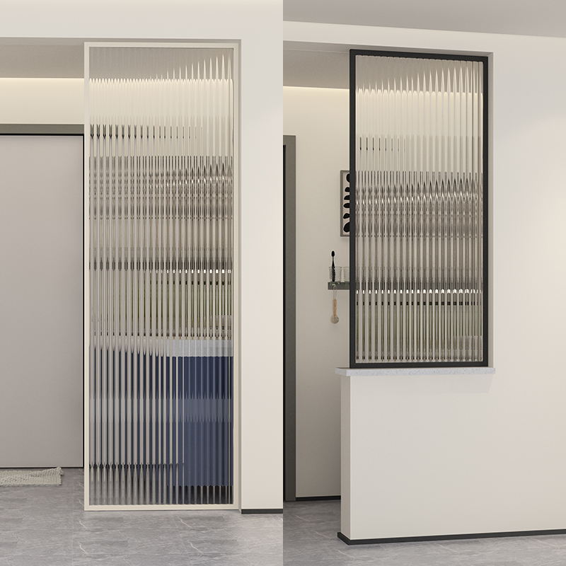 Stainless Steel Long Glass Screen for Living Room, Modern Minimalist Bathroom Half-Wall Light Luxury Dry and Wet Area Sink Partition