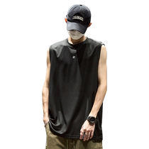 Vest mens summer thin sports outer wear wide shoulder trend ins ice silk vest American fashion brand loose sleeveless t-shirt