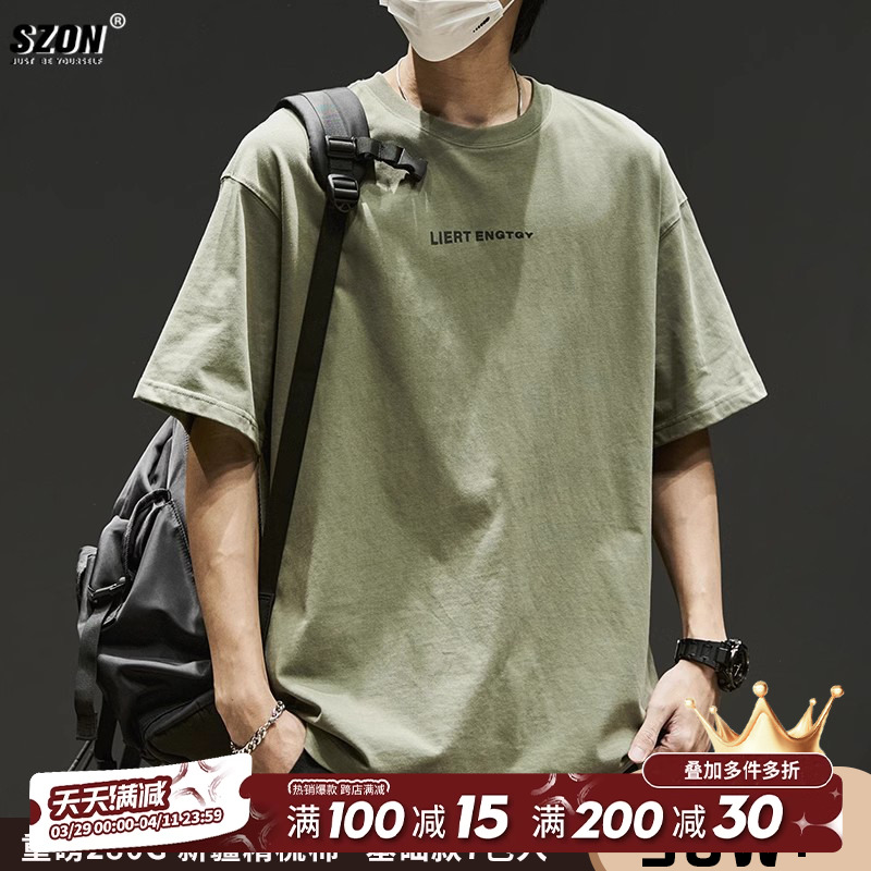 メンズ半袖Tシャツ 和風 シンプル コットン 厚手Tシャツ ゆったり トレンド 万能 アメカジ トップス 夏