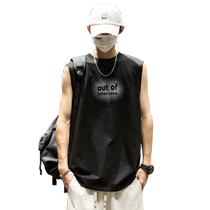Mens vest summer American letter printing trendy brand sleeveless t-shirt sports outer wear trendy pure cotton casual waistcoat