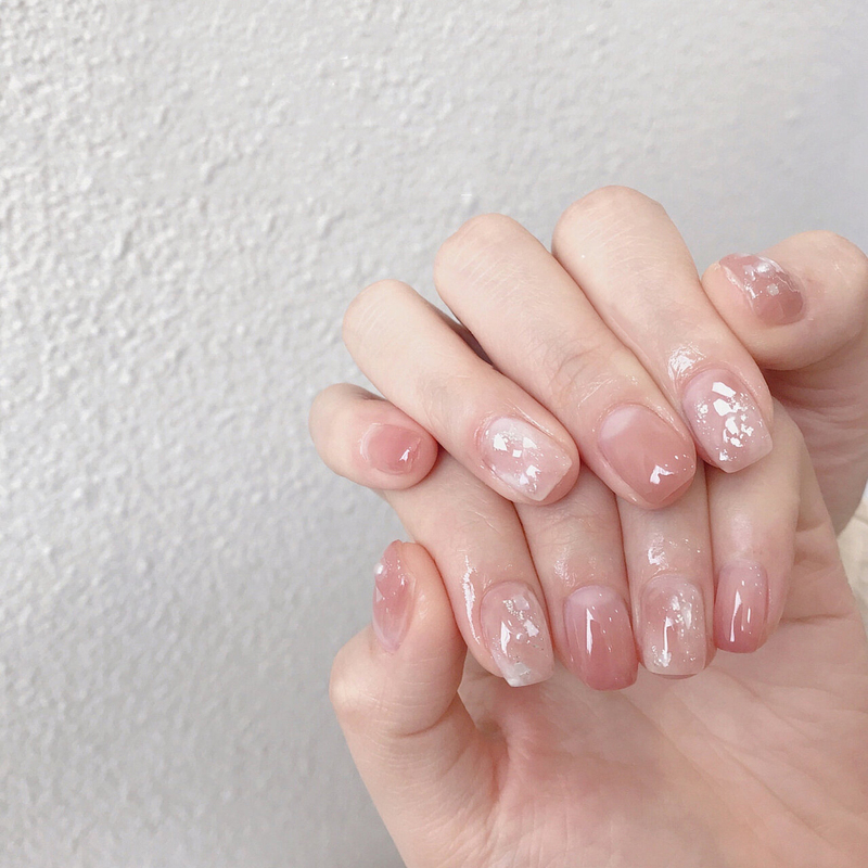 Kail Nail Handmade Nails Peach Oolong Ice Transparent Pink Gradient Glitter Decoration Wearable Nails 2023 New Style
