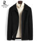 Dekase 纯黑色毛呢大衣男修身春季双面呢夹克短款商务羊毛外套男