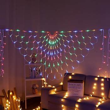Led peacock net lights open screen outdoor camping decorative lights park fence festival lighting atmosphere arrangement peacock lights