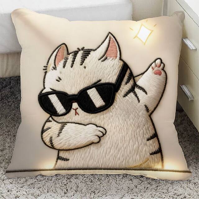 ຮູບແບບຮ້ອນການປິ່ນປົວ cat ພິມ pillow cushion core ຫ້ອງ sofa car super soft cushion ຖອດອອກໄດ້ແລະ washable