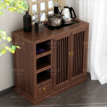 Solid Wood New Chinese tea cabinet Zen modern black walnut tea water table set bucket Tea side cabinet boiling water Cabinet