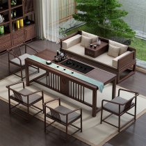 Black walnut tea table and chair combination Zen new Chinese solid wood kung fu tea table simple modern office coffee table