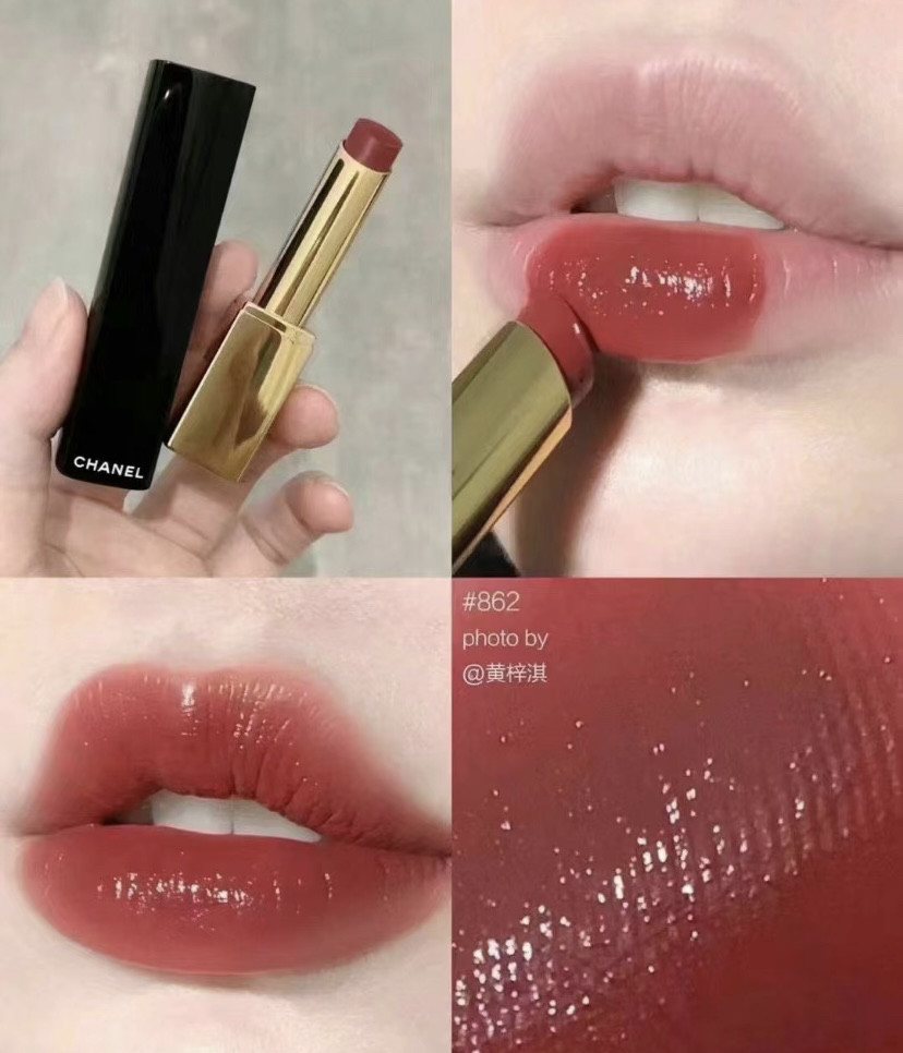 CHANEL香奈儿新色细管黑管口红862肉桂红茶色滋润显白清透红棕评价- 淘宝网